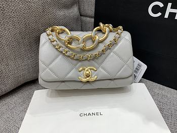 Chanel Classic Diamond Flap Bag Grey 17X8.5X11.5Cm