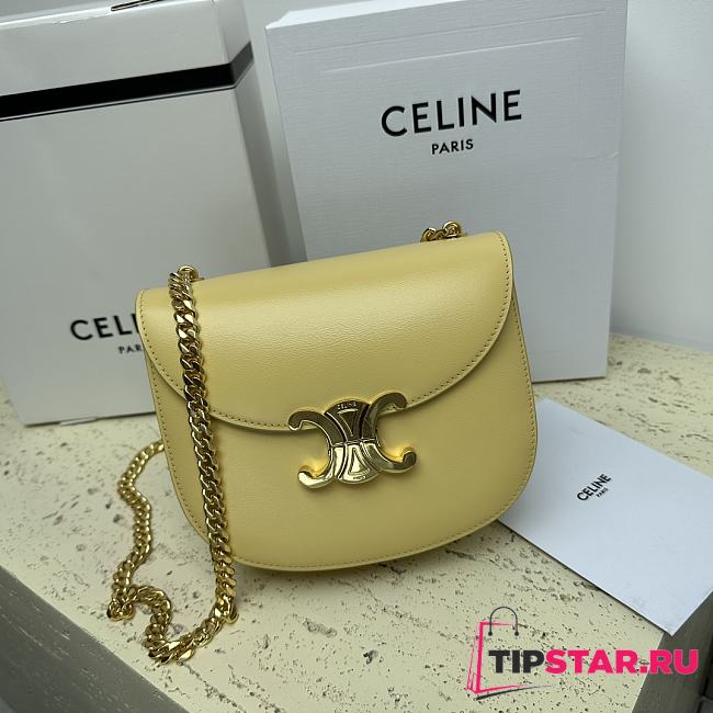 Celine Teen Besace Triomphe Shiny Cowhide Leather Chain Handbag 19 x 15 x 6 cm - 1