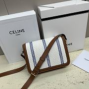 Celine Medium Striped Fabric and Calfskin Shoulder Bag 22 x 16.5 x 7 cm - 3