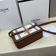 Celine Medium Striped Fabric and Calfskin Shoulder Bag 22 x 16.5 x 7 cm - 2