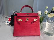 Hermes Kelly 25 Braise Matte Alligator Watermelon Red Bag 25x19x9cm - 1