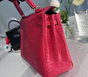 Hermes Kelly 25 Braise Matte Alligator Watermelon Red Bag 25x19x9cm - 6