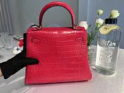 Hermes Kelly 25 Braise Matte Alligator Watermelon Red Bag 25x19x9cm - 2