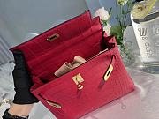 Hermes Kelly 25 Braise Matte Alligator Watermelon Red Bag 25x19x9cm - 3