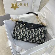 Dior Hobo Avenue Retro French Charm Blue Oplique Printed Fabric 21X13X5CM - 1