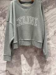 Celine Flocked Printed Sweatshirt Grey - 1