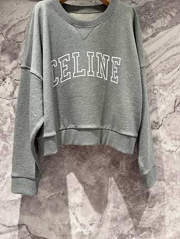 Celine Flocked Printed Sweatshirt Grey