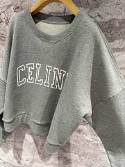 Celine Flocked Printed Sweatshirt Grey - 4