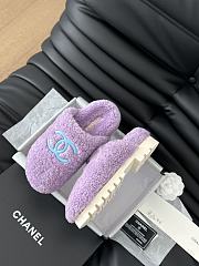 Chanel 24B new furry purple&blue slippers - 4