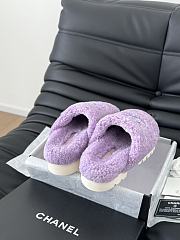 Chanel 24B new furry purple&blue slippers - 2