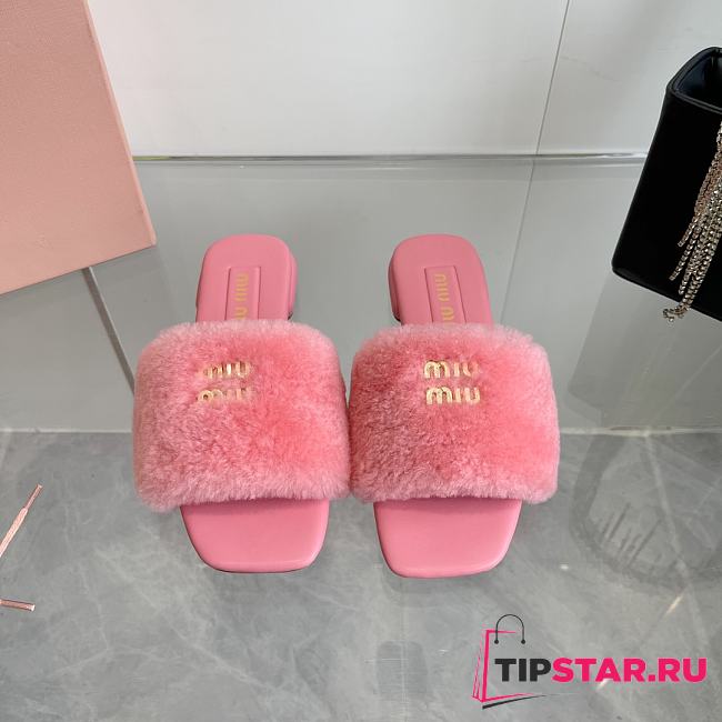 Miu Miu flat wool pink slippers - 1