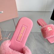 Miu Miu flat wool pink slippers - 2