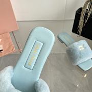 Miu Miu flat wool light blue slippers - 4