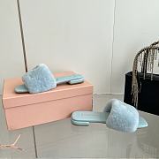 Miu Miu flat wool light blue slippers - 3