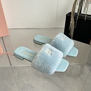 Miu Miu flat wool light blue slippers - 2