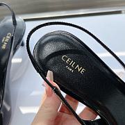 Celine 2024 new Arc de Triomphe pointed cat heel logo black sandals - 2