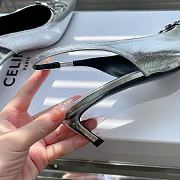 Celine 2024 new Arc de Triomphe pointed cat heel silver sandals - 3