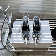 Celine 2024 new Arc de Triomphe pointed cat heel silver sandals - 4