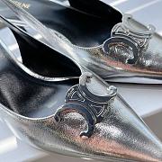 Celine 2024 new Arc de Triomphe pointed cat heel silver sandals - 6