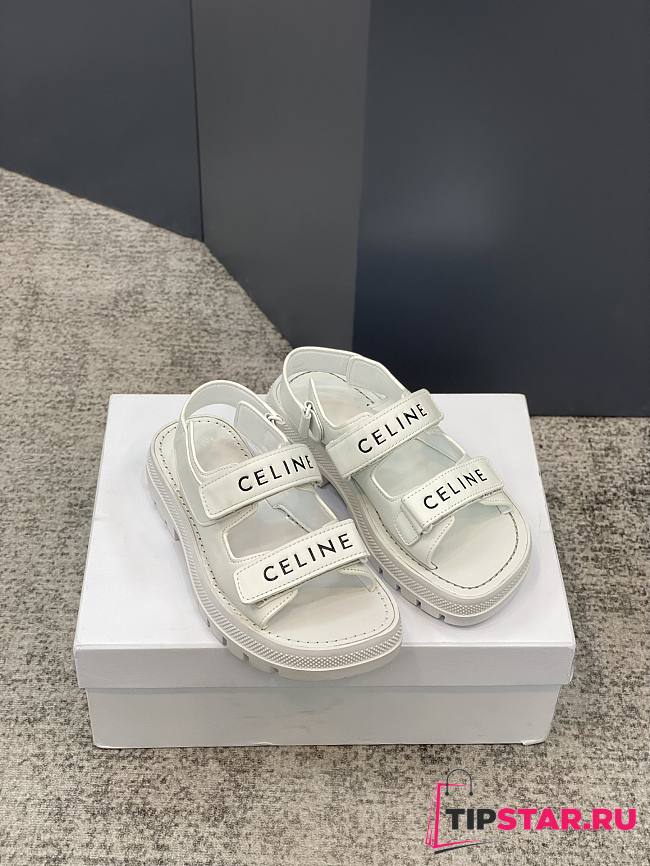 Celine Velcro White Sandals - 1