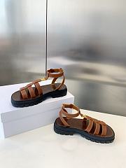 Celine thick-soled belt buckle sandals Roman brown sandals - 4