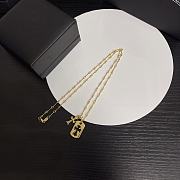 Gold-plated polished cross and square plate necklace - 6