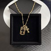 Gold-plated polished cross and square plate necklace - 3