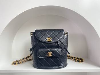 Chanel Vintage Duma Backpack Black 21x10x20.5cm 