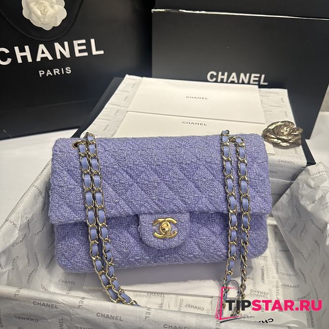 Chanel 24p purple and blue tweed 25cm - 1