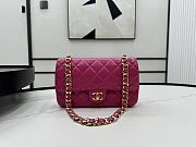 Chanel Patent Leather Shell Bag Dark Pink 22x17×6cm - 1