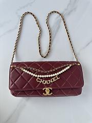 Chanel Lambskin Hardware Wine Red 28cmX12cmX6cm - 1