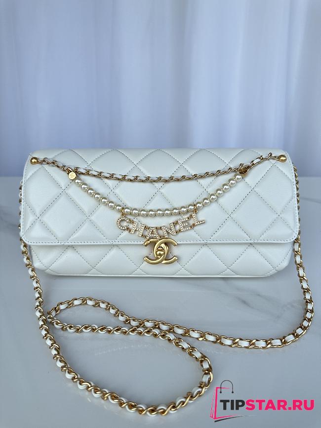 Chanel Lambskin Hardware White 28cmX12cmX6cm - 1