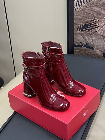 RVIViv' Podium patent leather ankle wine red boots 