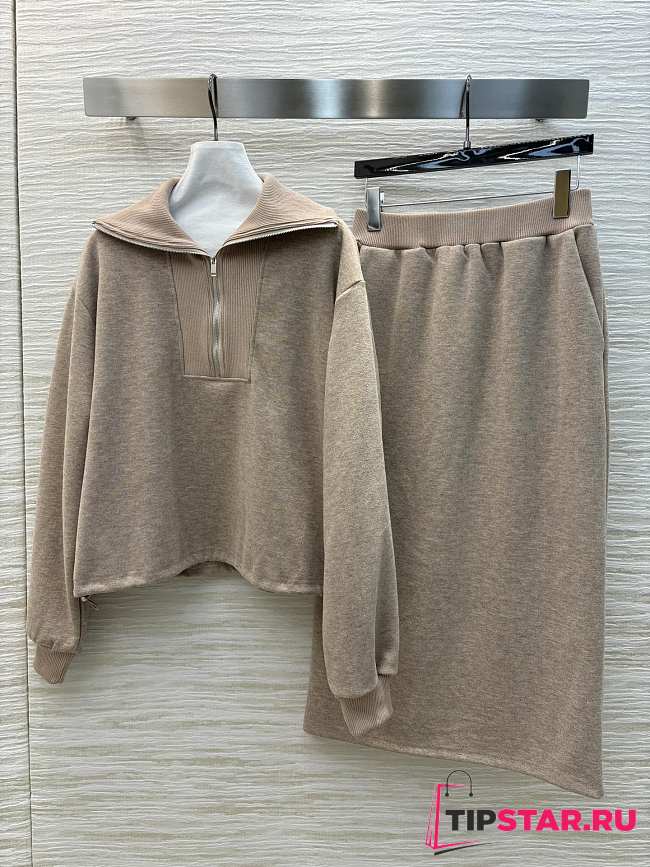 Casual lazy suit Stand collar half zipper sweater  - 1