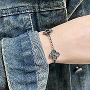 VCA black laser engraved five-flower four-leaf clover bracelet - 2