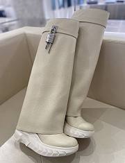 Givenchy Shark Lock Biker Boots In Grained Leather In Beige  - 1