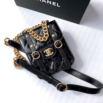 Chanel Mini Vertical Flap Black Bag 17X14X7CM