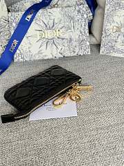 Dior Lambskin zipper coin purse black key bag 14.5*7.6cm - 4