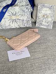 Dior Lambskin zipper coin purse light pink key bag 14.5*7.6cm - 6