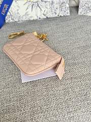 Dior Lambskin zipper coin purse light pink key bag 14.5*7.6cm - 3