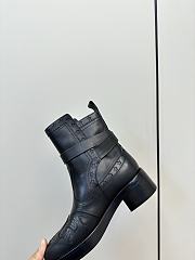 Hermes romantic embroidered high-heeled ankle black boots  - 4