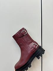 Hermes rear zipper high heel ankle wine red boots - 6