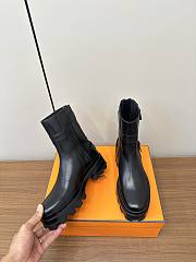 Hermes rear zipper high heel ankle black boots - 1