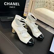 Chanel 24/A metal heel Mary Jane white shoes - 1