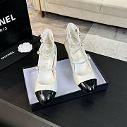 Chanel 24/A metal heel Mary Jane white shoes - 2