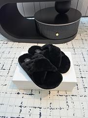 Celine Baotou Wool Black Slippers - 1