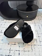 Celine Baotou Wool Black Slippers - 6