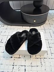 Celine Baotou Wool Black Slippers - 5