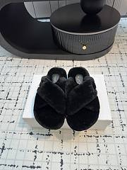 Celine Baotou Wool Black Slippers - 4