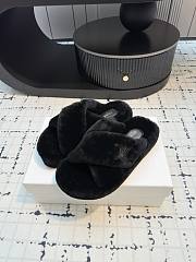 Celine Baotou Wool Black Slippers - 2